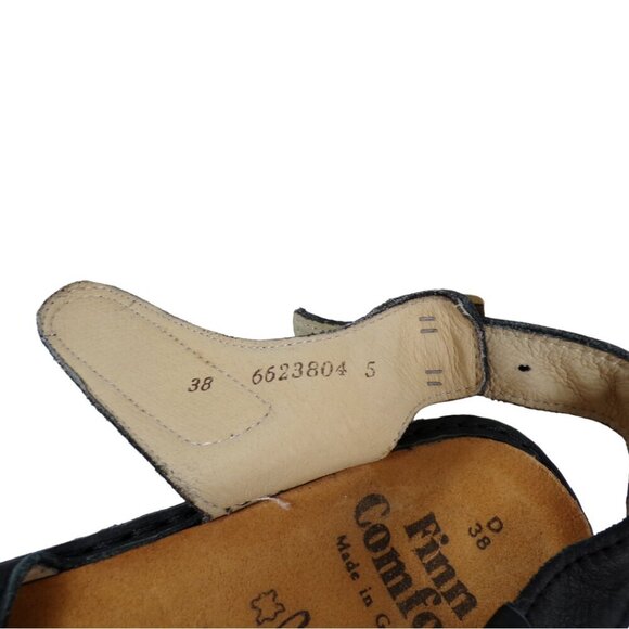 Finn Comfort Jersey Ankle Strap Black Leather Sandals Size EU38 US 7-7.5 #1243 - Picture 9 of 10